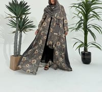 Cotton Abaya w Chiffon Tarha M7 thumb 9