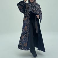 Velvet Abaya w Velvet Tarha A11 thumb 3