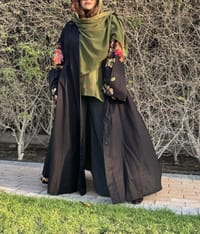 Pashmina Wool Abaya w Georaget Tarha T3 thumb 5