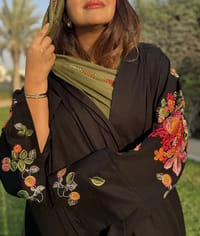 Pashmina Wool Abaya w Georaget Tarha T3 thumb 9
