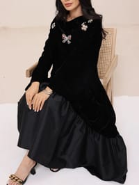 Black Velvet with Tafta Kaftan R2 thumb 1