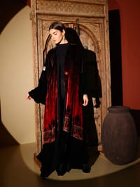 Velvet Abaya w Chiffon Tarha J6 thumb 4