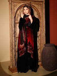 Velvet Abaya w Chiffon Tarha J6 thumb 2