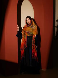Velvet Abaya w Chiffon Tarha J8 thumb 1