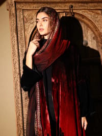 Velvet Abaya w Chiffon Tarha J6 thumb 8