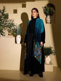 Velvet Abaya w Chiffon Tarha J9 thumb 5