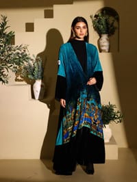Velvet Abaya w Chiffon Tarha J9 thumb 3