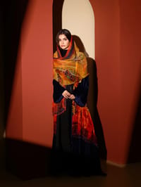 Velvet Abaya w Chiffon Tarha J8 thumb 11