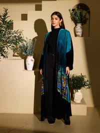 Velvet Abaya w Chiffon Tarha J9 thumb 10