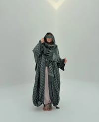 Silky Cotton Abaya w Cotton Tarha C3 thumb 2