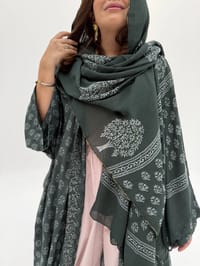 Silky Cotton Abaya w Cotton Tarha C3 thumb 3