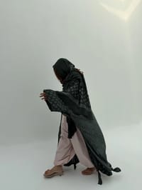 Silky Cotton Abaya w Cotton Tarha C3 thumb 4