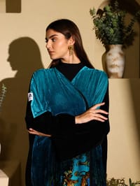 Velvet Abaya w Chiffon Tarha J9 thumb 12