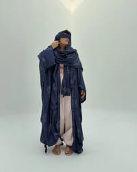 Silky Cotton Abaya w Cotton Tarha C4 thumb 2