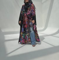 Crepe-Silk Abaya w Chiffon Tarha E12 thumb 4