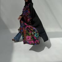 Crepe-Silk Abaya w Chiffon Tarha E12 thumb 2