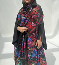Crepe-Silk Abaya w Chiffon Tarha E12 thumb 5