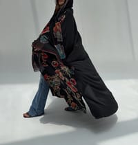 Crepe-Silk Abaya w Chiffon Tarha E1 thumb 2