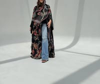 Crepe-Silk Abaya w Chiffon Tarha E1 thumb 4