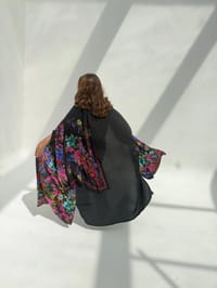 Crepe-Silk Abaya w Chiffon Tarha E12 thumb 3