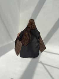Crepe-Silk Abaya w Chiffon Tarha E13 thumb 5