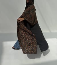Crepe-Silk Abaya w Chiffon Tarha E13 thumb 2