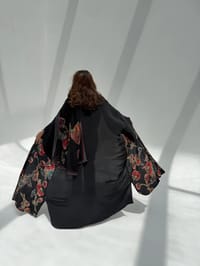 Crepe-Silk Abaya w Chiffon Tarha E1 thumb 9