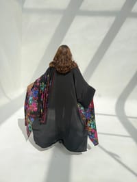 Crepe-Silk Abaya w Chiffon Tarha E12 thumb 9