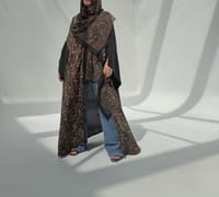 Crepe-Silk Abaya w Chiffon Tarha E13 thumb 6