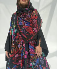 Crepe-Silk Abaya w Chiffon Tarha E12 thumb 8