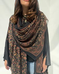 Crepe-Silk Abaya w Chiffon Tarha E13 thumb 9