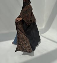 Crepe-Silk Abaya w Chiffon Tarha E13 thumb 7
