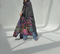 Crepe-Silk Abaya w Chiffon Tarha E12 thumb 13