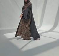 Crepe-Silk Abaya w Chiffon Tarha E13 thumb 10
