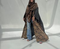 Crepe-Silk Abaya w Chiffon Tarha E11 thumb 1