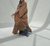 Crepe-Silk Abaya w Chiffon Tarha E14 thumb 6