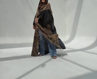 Crepe-Silk Abaya w Chiffon Tarha E11 thumb 4
