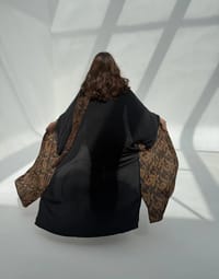 Crepe-Silk Abaya w Chiffon Tarha E11 thumb 2