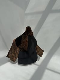 Crepe-Silk Abaya w Chiffon Tarha E11 thumb 6
