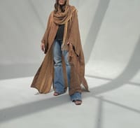 Crepe-Silk Abaya w Chiffon Tarha E14 thumb 12
