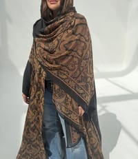 Crepe-Silk Abaya w Chiffon Tarha E11 thumb 9