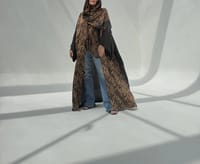 Crepe-Silk Abaya w Chiffon Tarha E11 thumb 7