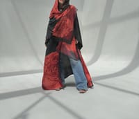 Crepe-Silk Abaya w Chiffon Tarha E8 thumb 1