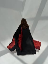 Crepe-Silk Abaya w Chiffon Tarha E8 thumb 3