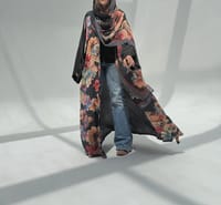 Crepe-Silk Abaya w Chiffon Tarha E6 thumb 1