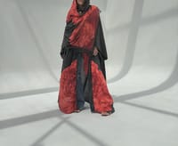 Crepe-Silk Abaya w Chiffon Tarha E8 thumb 5