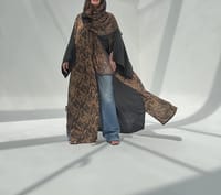 Crepe-Silk Abaya w Chiffon Tarha E11 thumb 11
