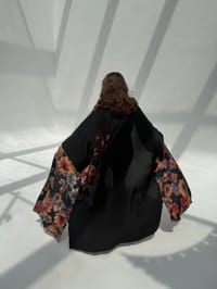 Crepe-Silk Abaya w Chiffon Tarha E6 thumb 3