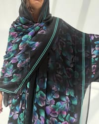 Crepe-Silk Abaya w Chiffon Tarha E3 thumb 3