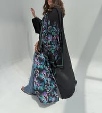 Crepe-Silk Abaya w Chiffon Tarha E3 thumb 2